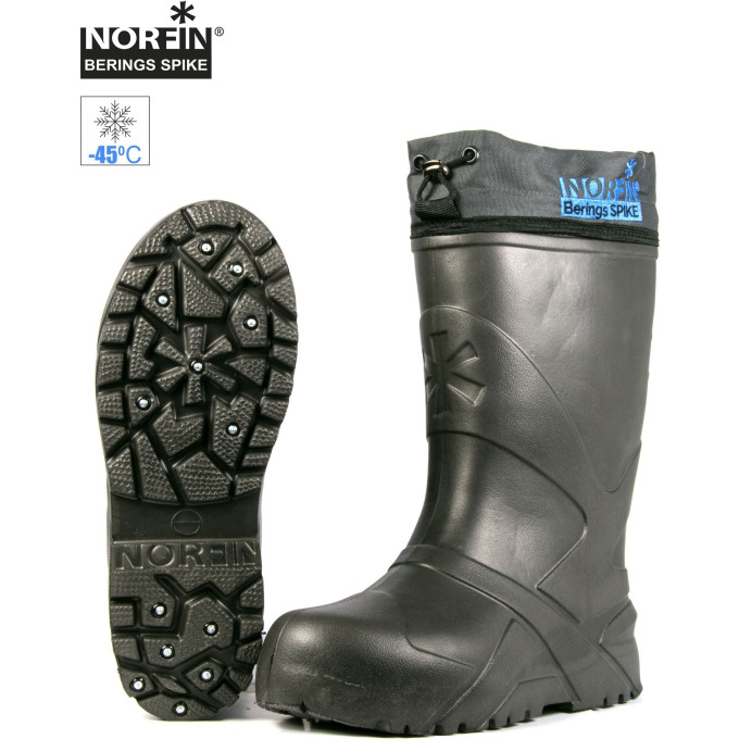 Сапоги зимние NORFIN BERINGS SPIKE с манжетой и шипами, антрацит -45С EVA р.38-39